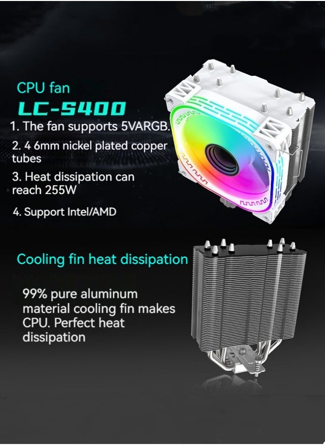 M MIAOYAN - New four copper tube CPU radiator desktop computer 1700/AM5 air-cooled ARGB color radiator - Image 1