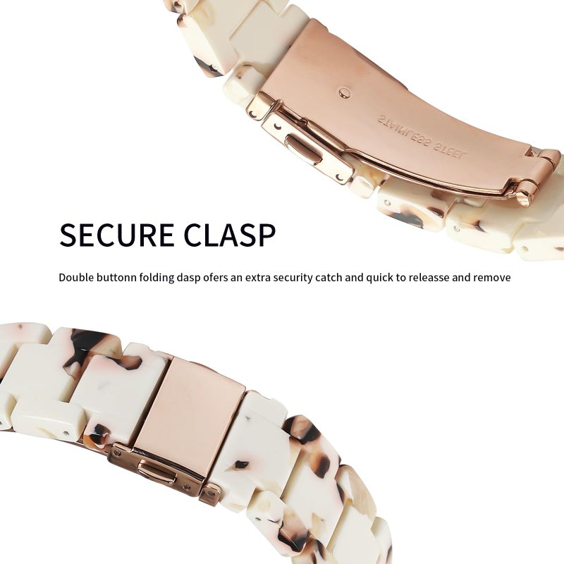 Limque Resin Band Compatible with Fitbit Charge 6/ Fitbit Charge 5, Waterproof & Lightweight Bracelet Wristband Replacement with Stainless Steel Buckle, Fashion Strap for Fitbit Charge 5/6 Fitness Tracker Women (Nougat White) - Image 2