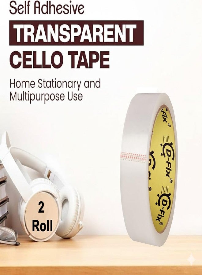 D-Fix شريط لاصق شفاف ذاتي اللصق من دي-فيكس®، لفتان في العبوة، طوله 65 مترًا، وعرضه 24 مم / 1 بوصة، مصنوع من مادة BOPP، مناسب لتغليف صناديق التجارة الإلكترونية، والاستخدام المكتبي والمنزلي. - Image 2