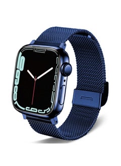 DEALELE Strap Compatible with iWatch 38mm 40mm 41mm, Stainless Steel Metal Mesh Replacement Bands for Apple Watch Series 7 / SE / 6/5 / 4/3 Women Men, Blue  - Image 1