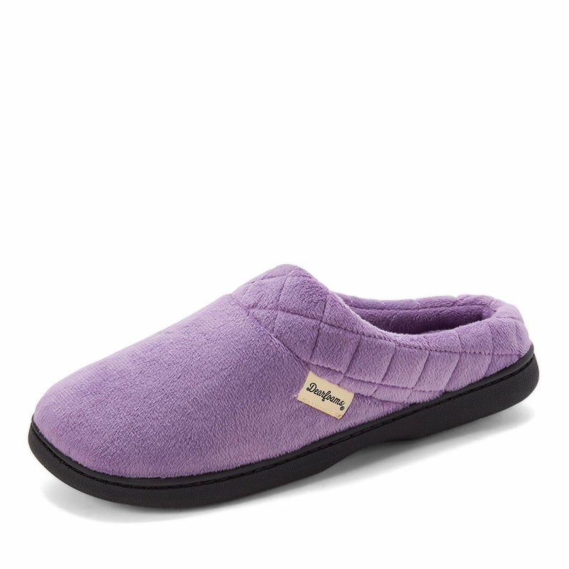 Dearfoams Women's Indoor/Outdoor Memory Foam Darcy Microfiber Velour Clog, Wide Widths Slipper, Smokey Purple, Large - Image 3