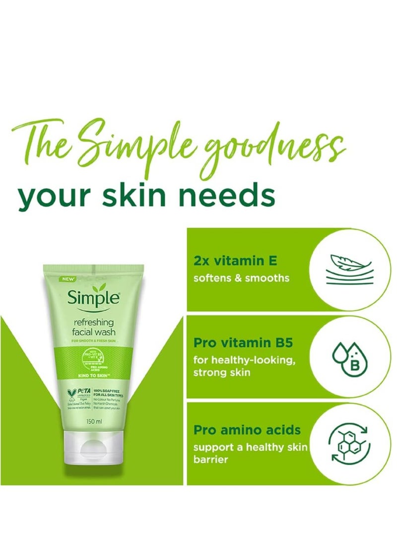 simple Refreshing Facial Wash, Soap Free, For All Skin Types 150ml - Image 4