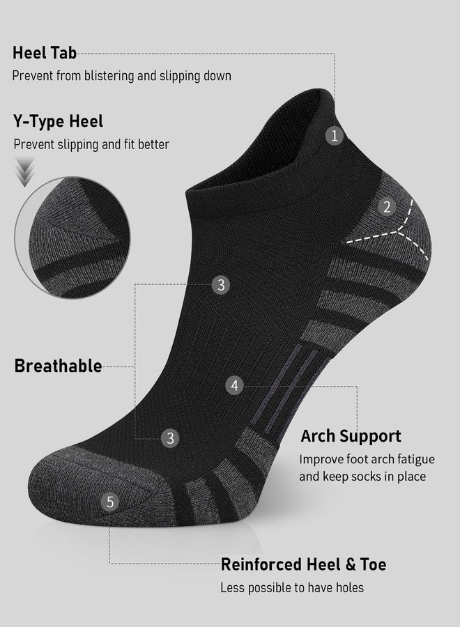Airacker Ankle Athletic Running Socks Cushioned Breathable Low Cut Sports Tab Socks for Men and Women (6 Pairs) - Image 3