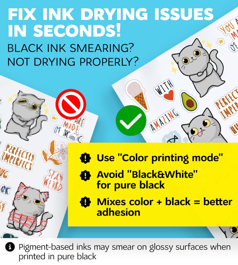SMALL SMILE 95% Clear Sticker Paper for Inkjet Printer and Laser â€“ 50 Sheets, 8.5x11 Transparent Sticker Paper, Printable Vinyl, Waterproof Clear Labels for DIY Stickers & Decals - Image 3