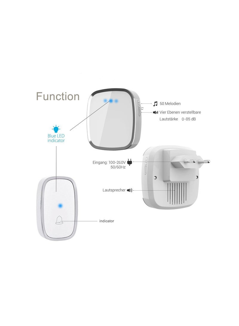 Wireless Doorbell Plug in Waterproof Doorbell 1 Receivers and 1 Transmitter for Home Office Hotel Dormitory - Image 3