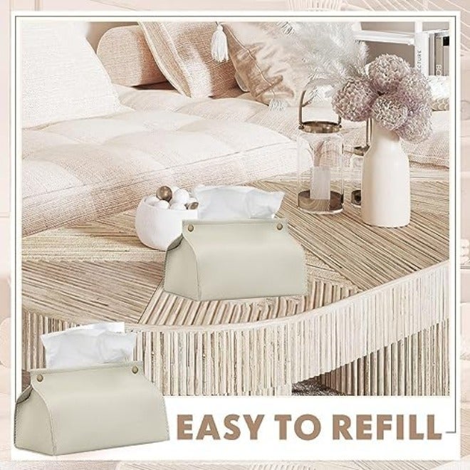 Goodern Modern PU Leather Tissue Box Cover Holder - Black, Beige, Grey,  Brown - Image 5