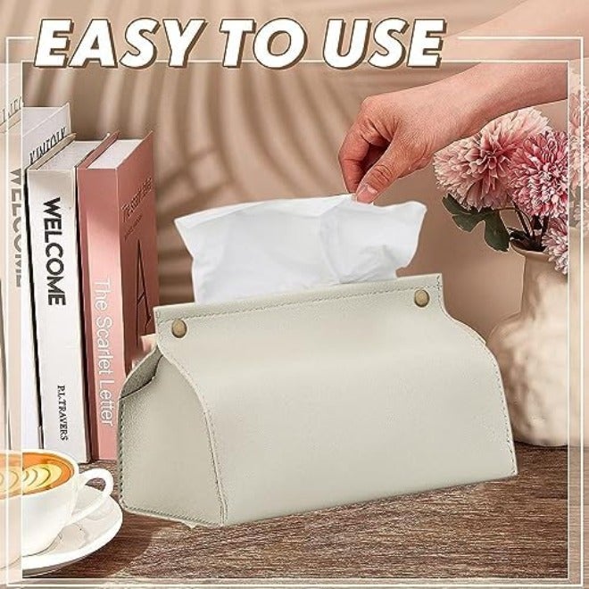 Goodern Modern PU Leather Tissue Box Cover Holder - Black, Beige, Grey,  Brown - Image 4