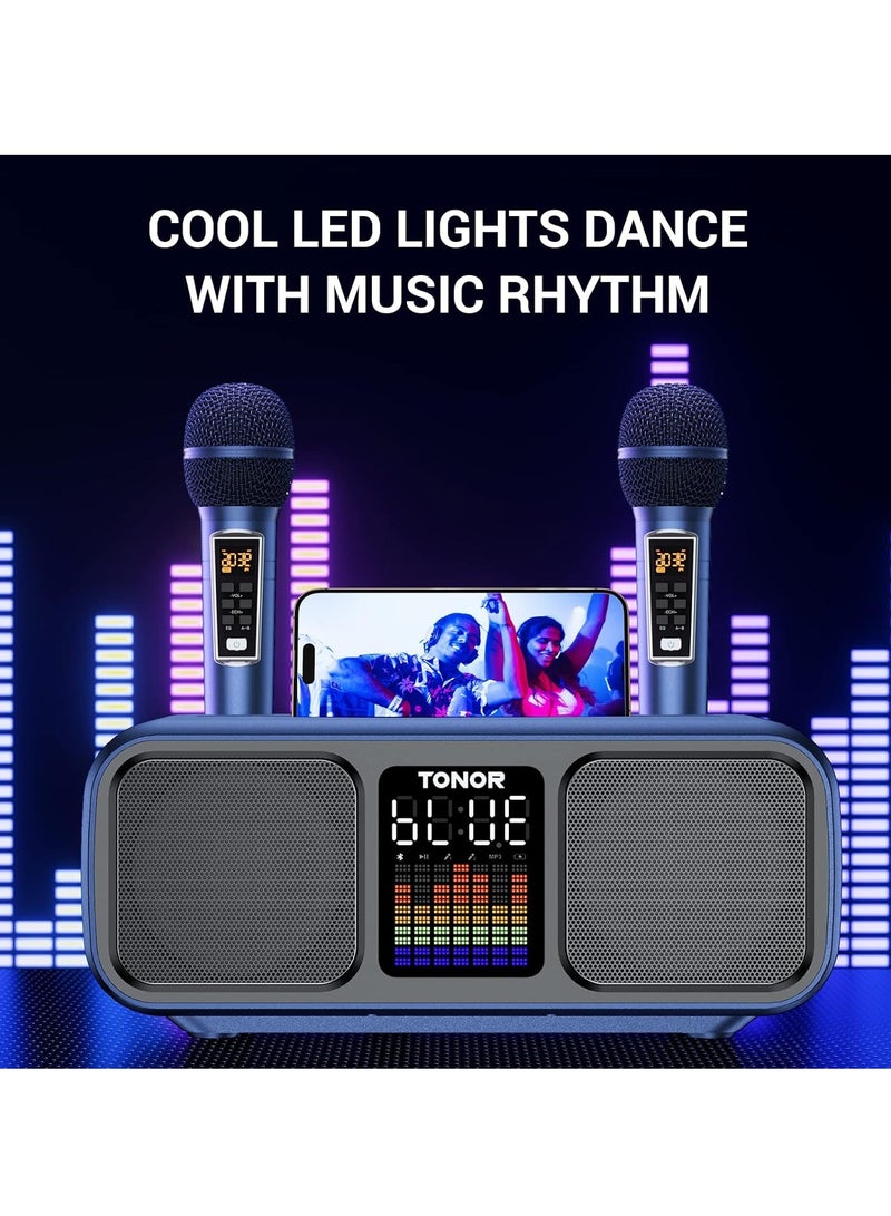 Smart Berry Karaoke Machine with Large Bluetooth Speaker & 2 Wireless Microphones – Powerful PA System for Home & Outdoor Parties, Weddings, Picnics – LED Lights, USB/TF/AUX Compatibility – Works with Android, iPad, TV, PC (K9) - Image 3