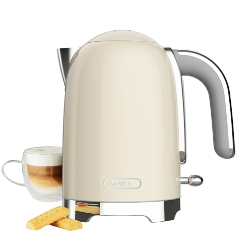Tower Premium Solace Electric Kettle 1.7L, 1350W | Full Metal Body, Rapid Boil in 45 Seconds, Auto Shut-Off, Boil-Dry Protection, 360° Power Base, Water Level Indicator, 2 Year Warranty (Cream) - Image 1