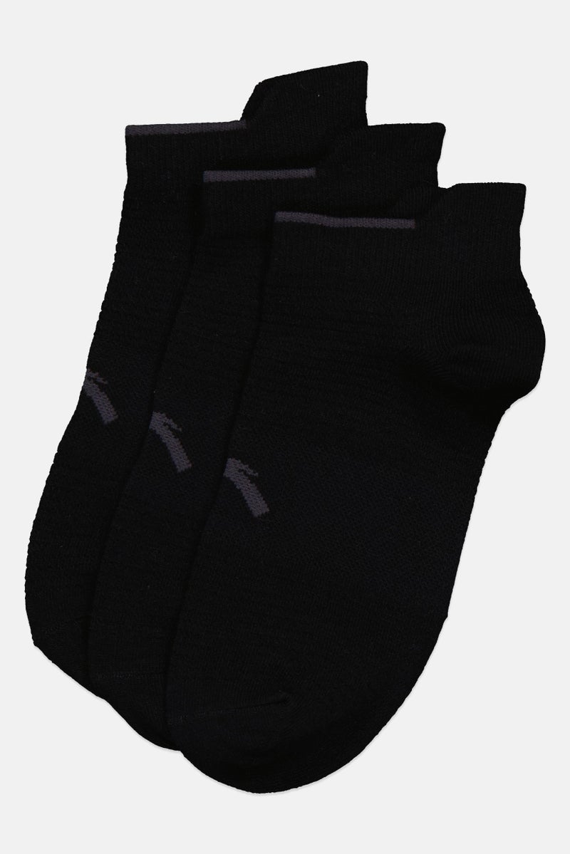 ANTA Kids Boy 3 Pairs Brand Logo Crew Socks, Black - Image 1