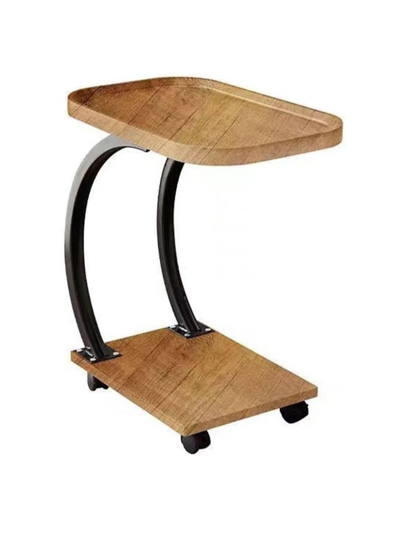 ALCOACH Luxury Movable Coffee Table Square Sofa Side Table Bed Table Simple  Corner Table (Brown) - Image 1