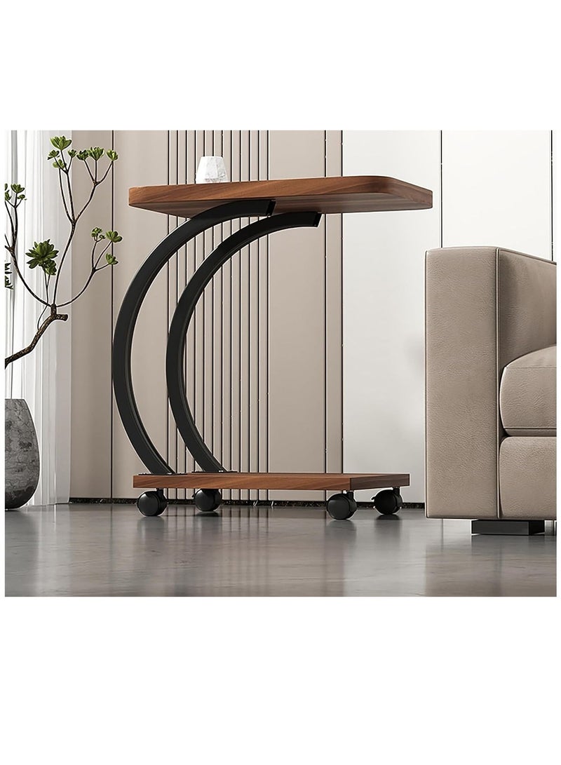 ALCOACH Luxury Movable Coffee Table Square Sofa Side Table Bed Table Simple  Corner Table (Brown) - Image 4