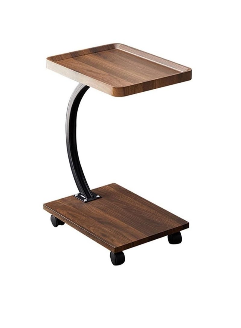 ALCOACH Luxury Movable Coffee Table Square Sofa Side Table Bed Table Simple  Corner Table (Brown) - Image 3