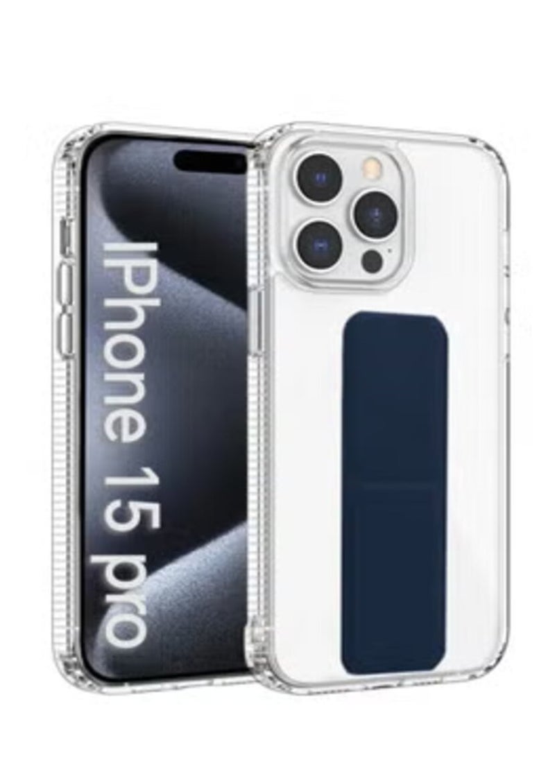 Generic - Apple iPhone 15 Pro Protective Case with Built-in Magnetic Grip Clear/Blue - Image 1