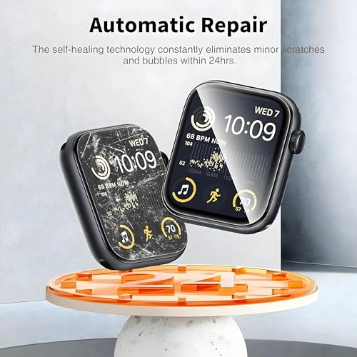 OHAYO Screen Protector For Apple Watch 45mm Series 9 8 7 [New Version] Anti-Scratch, Self-Healing Soft TPU Screen Protector for Apple Watch 45mm, Bubble Free, HD Transparent, Touch Sensitive (Pack Of 2) - Image 3