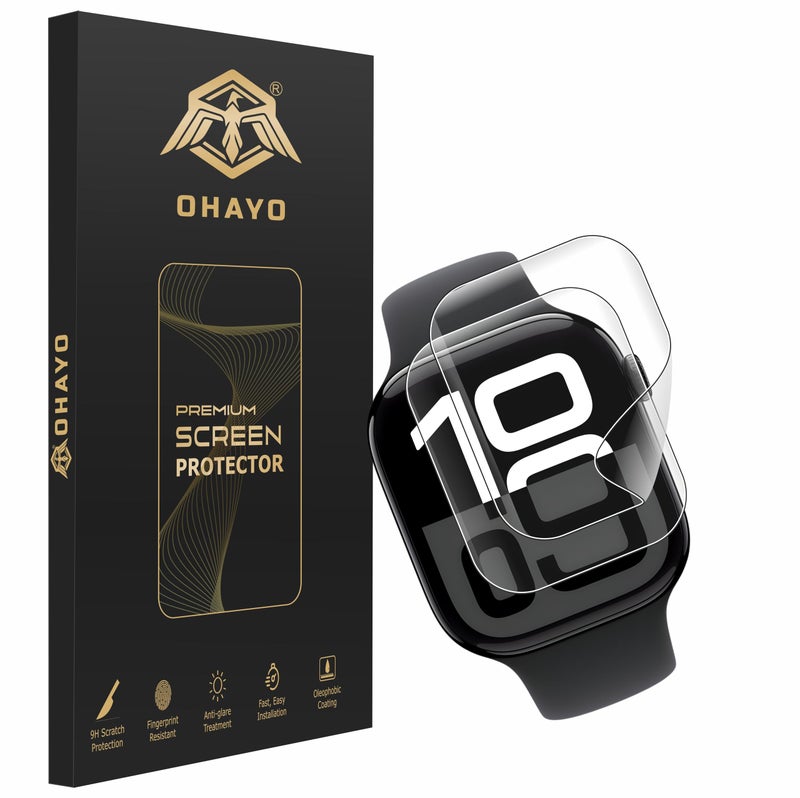 OHAYO Screen Protector For Apple Watch 45mm Series 9 8 7 [New Version] Anti-Scratch, Self-Healing Soft TPU Screen Protector for Apple Watch 45mm, Bubble Free, HD Transparent, Touch Sensitive (Pack Of 2) - Image 1