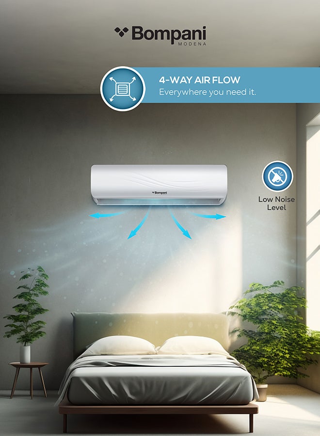 Bompani "BOMPANI Split Air Conditioner: High-Efficiency 2-Ton Cooling System with 24,000 BTU, T3 Climatic Support, Rotary Compressor, and 4-Way Airflow for Optimal Comfort"" - BSAC24CRN " 3100 W BSAC24CRN WHITE - Image 4