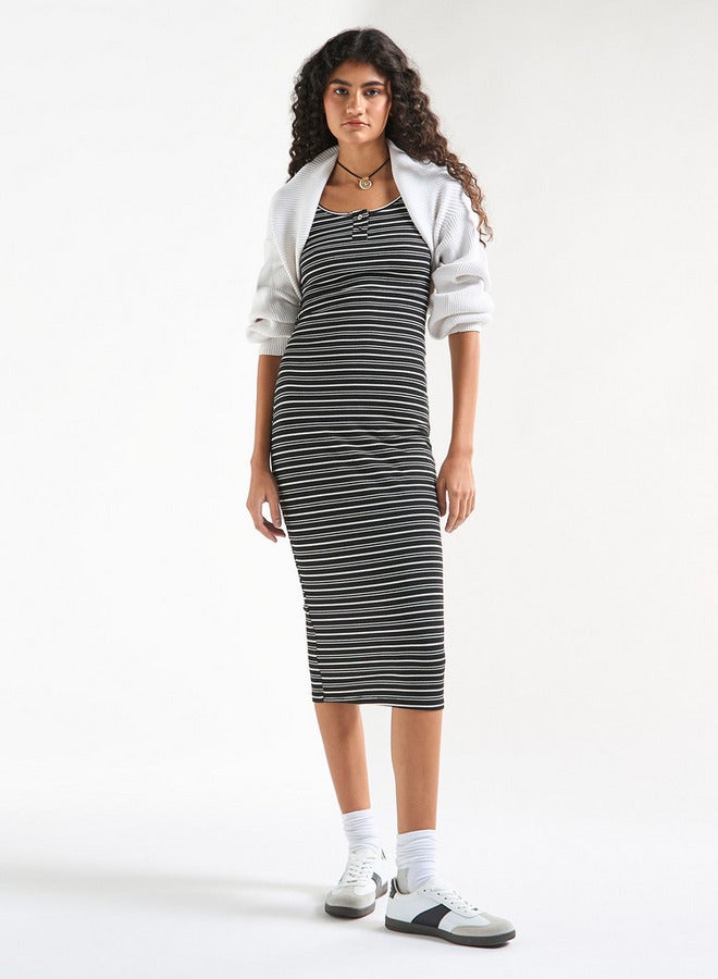 Splash FAV Striped Bodycon Dress - Image 2
