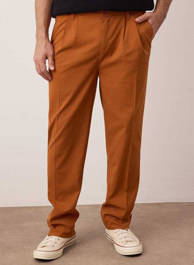 trendyol Cinnamon Pleated Classic Baggy Fit Fabric Pants - Image 1