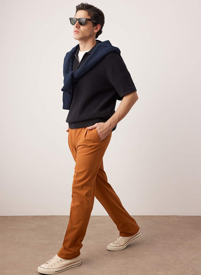 trendyol Cinnamon Pleated Classic Baggy Fit Fabric Pants - Image 3