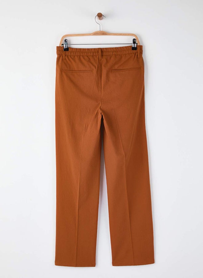 trendyol Cinnamon Pleated Classic Baggy Fit Fabric Pants - Image 5
