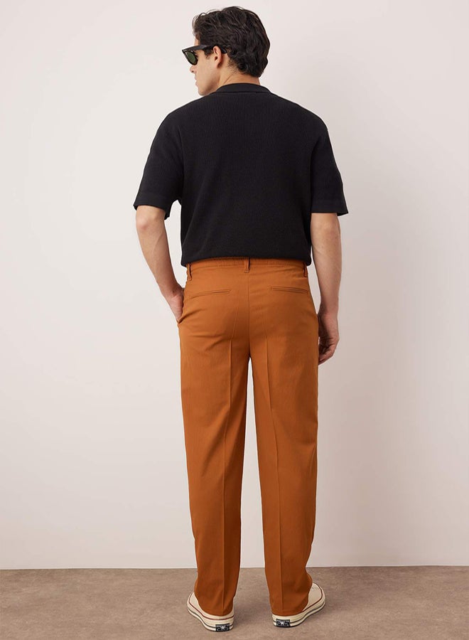 trendyol Cinnamon Pleated Classic Baggy Fit Fabric Pants - Image 4