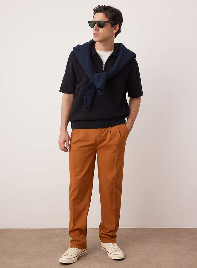 trendyol Cinnamon Pleated Classic Baggy Fit Fabric Pants - Image 2