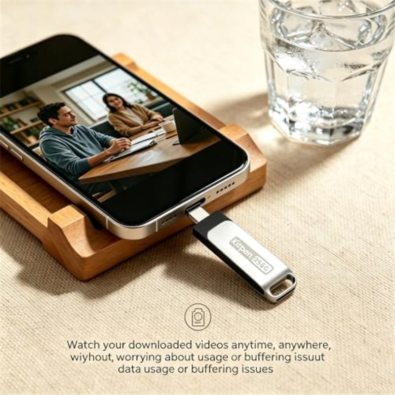 محرك أقراص فلاش سعة 256 جيجابايت، محرك أقراص فلاش USB C مع تصميم دوار مزدوج USB-C وUSB-A - محرك أقراص فلاش USB عالي السرعة لهواتف Android والكمبيوتر المحمول والكمبيوتر الشخصي والسيارة والتلفزيون الذكي 256 جيجابايت - Image 3