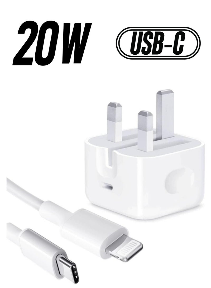 ELTRAZONE 【MFi Certified】 iPhone 20W Charger Plug and 2M USB C to Lightning Cable PD Fast Charger USB C Plug Data Lead Compatible with iPhone 14/14 Plus/14 Pro/14 Pro Max/13/12/11/11 Pro/XS Max/XR/X/8/7/iPad  - Image 1