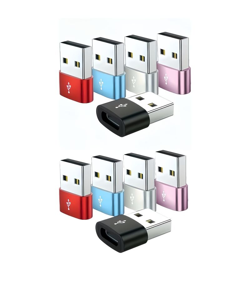 USB A to USB C Adapter for iPhone 15 16 Type C Female to Type A Male Charger Adapter Compatible with Apple Watch Ultra Iwatch 8 7 iPhone 14 13 Pro Plus Max Airpods iPad 9 10 Air 5 Mini 6 Samsung Red 10 Pcs - Image 1