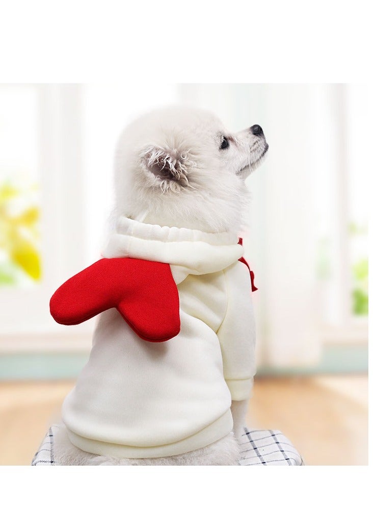 ايه ام ملابس الحيوانات الأليفة معطف بغطاء رأس للكلاب، ملابس خارجية دافئة، سترة لطيفة على شكل قلب للكلاب الأليفة والقطط في الشتاء - Image 2