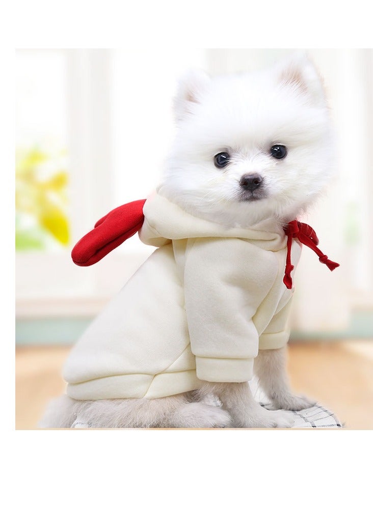 ايه ام ملابس الحيوانات الأليفة معطف بغطاء رأس للكلاب، ملابس خارجية دافئة، سترة لطيفة على شكل قلب للكلاب الأليفة والقطط في الشتاء - Image 3