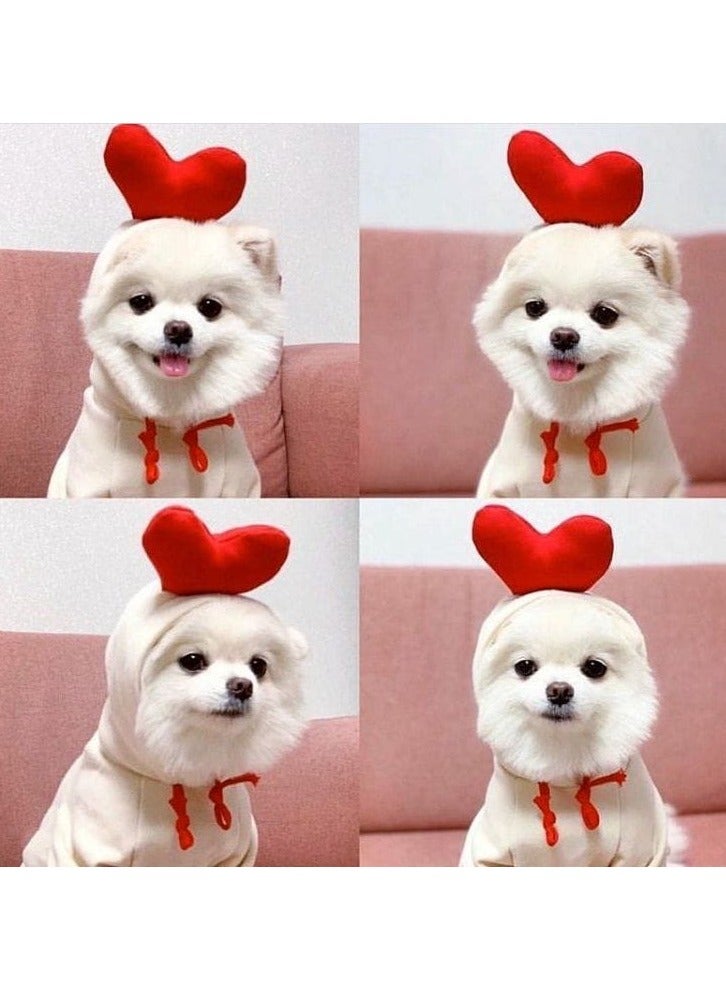 ايه ام ملابس الحيوانات الأليفة معطف بغطاء رأس للكلاب، ملابس خارجية دافئة، سترة لطيفة على شكل قلب للكلاب الأليفة والقطط في الشتاء - Image 5