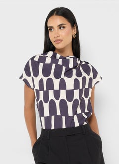 Ginger Monochrome Mock Neck Blouse  - Image 1