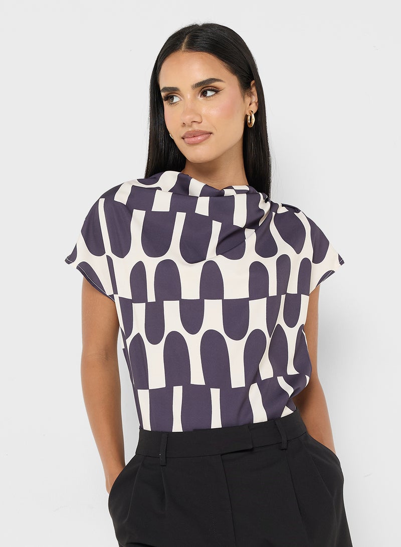 Ginger Monochrome Mock Neck Blouse - Image 1