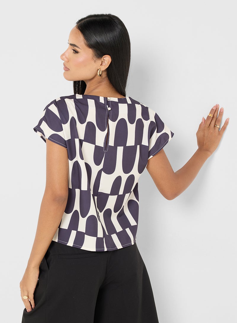 Ginger Monochrome Mock Neck Blouse - Image 2