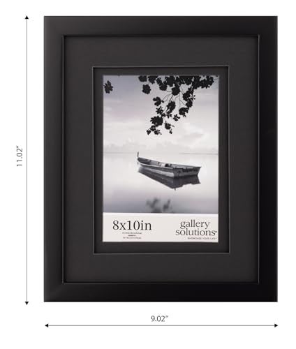 Gallery Solutions presents - 8"x10" - Black Frame with Double Mat - For 5"x7" Photos - Versatile for Wall or Tabletop Display - Rectangular - Poster Frame - Image 3