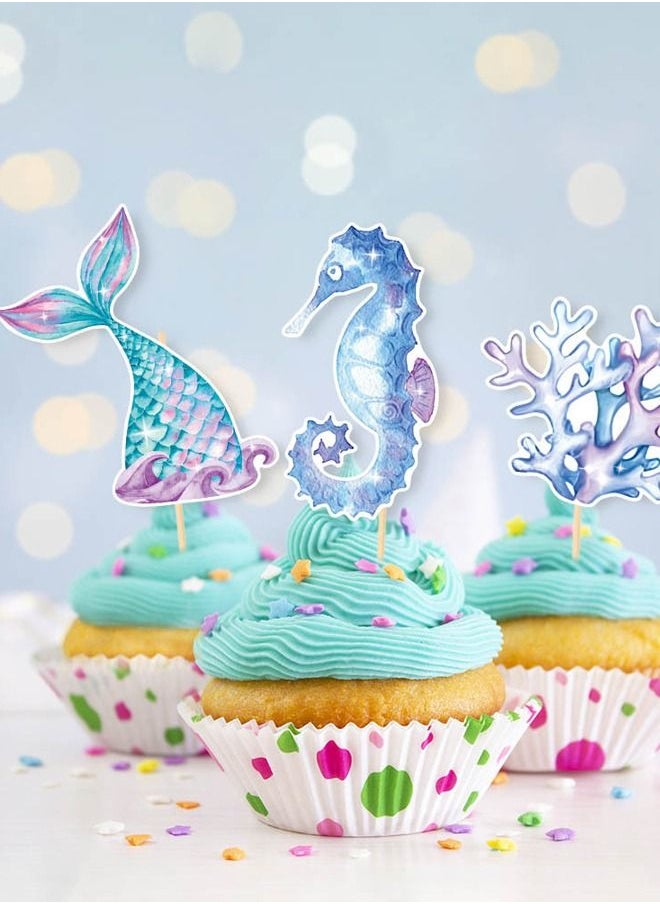 Mermaid Birthday Banner Party Decoration Supplies Set Undersea Cartoon Theme Cake Insert Plaque