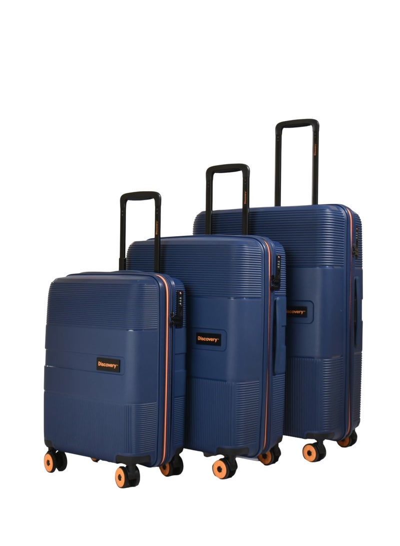 Discovery PP Trolley 3 Piece Luggage Set DL02H0.01-3P Expandable Hard Shell Suitcase Set with TSA Lock & 4 Double Spinner Wheels - Image 1