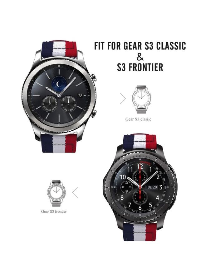 NIBEMINENT Replacement Band For Samsung Gear S3 Frontier/Classic/Moto 360 2nd Gen 46mm/Garmin Vivomove Blue/White/Red - Image 2