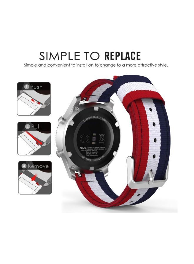NIBEMINENT Replacement Band For Samsung Gear S3 Frontier/Classic/Moto 360 2nd Gen 46mm/Garmin Vivomove Blue/White/Red - Image 3