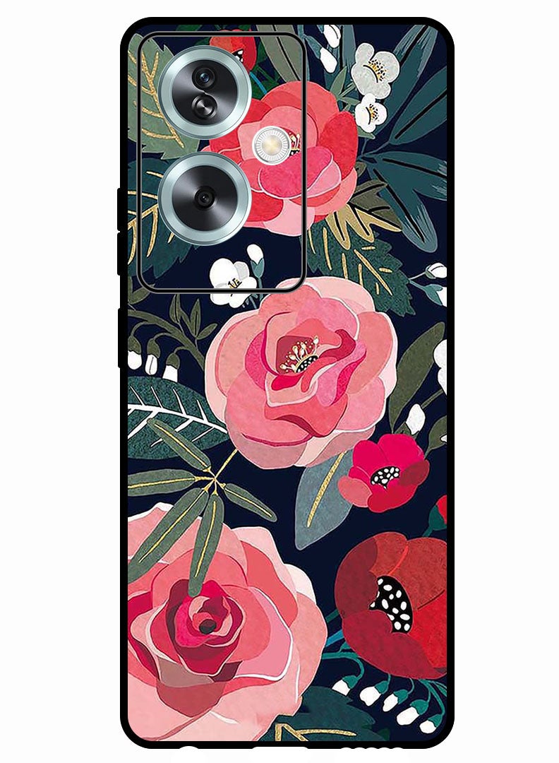 Theodor Protective Case Anti Scratch Shock Proof Bumper Cover For Oppo A79 5G Flowers and leaves - Image 1
