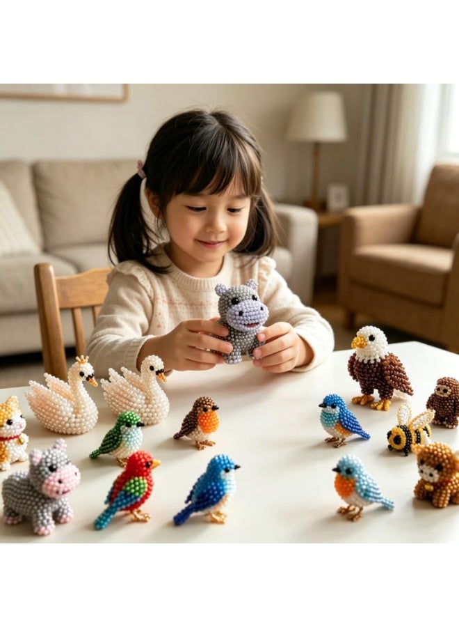 Tiny 3D Beaded Animal DIY Kit, New Petite 3D Beaded Animal Craft Kit, Handmade Beading Embroidery Set with Colorful Beads u0026 Instructions, Creative Arts u0026 Crafts Gift for Adults u0026 Beginners - Image 3