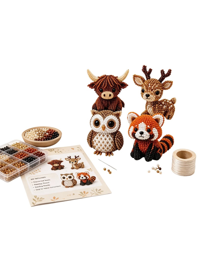 Tiny 3D Beaded Animal DIY Kit, New Petite 3D Beaded Animal Craft Kit, Handmade Beading Embroidery Set with Colorful Beads u0026 Instructions, Creative Arts u0026 Crafts Gift for Adults u0026 Beginners - Image 1