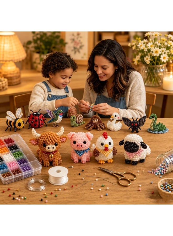 Tiny 3D Beaded Animal DIY Kit, New Petite 3D Beaded Animal Craft Kit, Handmade Beading Embroidery Set with Colorful Beads u0026 Instructions, Creative Arts u0026 Crafts Gift for Adults u0026 Beginners - Image 5