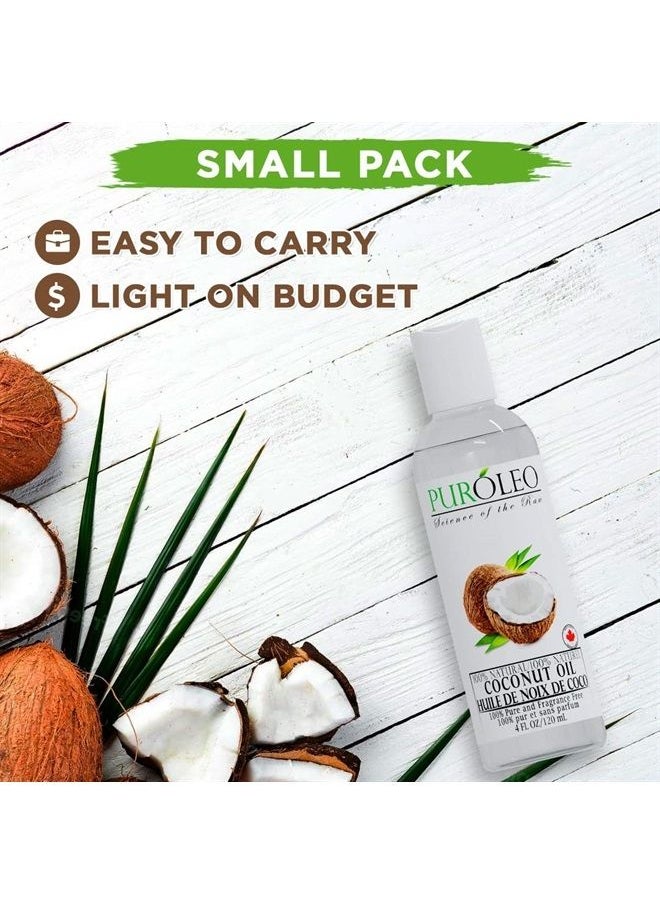 PURÓLEO - PUROLEO Fractionated Coconut Oil 4 Fl Oz/120 ML (Made In Canada) 100% Natural and odorless Moisturizer & Carrier Oil | Hair Skin Body, Aromatherapy, Massage, Makeup Remover | huile de coco, huile mass - Image 1