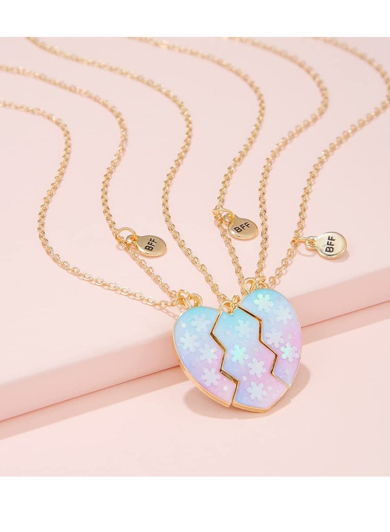 KASTWAVE Friendship Necklace, Best Friend Necklace for 3 Girls, for Valentine Heart Necklace, Sister Necklace Set Jewelry Birthday Valentine Gift for friend, Girls Daughter Birthday - Image 3