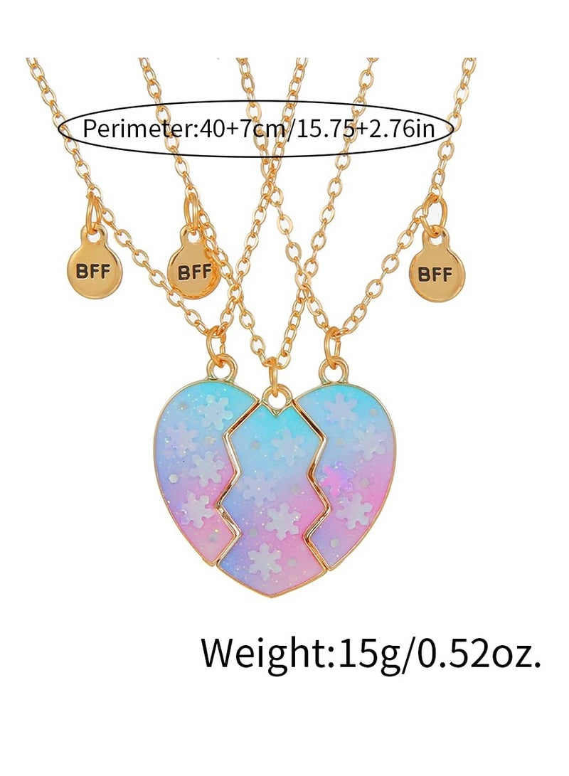 KASTWAVE Friendship Necklace, Best Friend Necklace for 3 Girls, for Valentine Heart Necklace, Sister Necklace Set Jewelry Birthday Valentine Gift for friend, Girls Daughter Birthday - Image 5