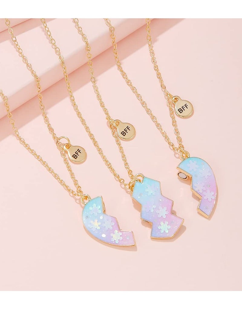 KASTWAVE Friendship Necklace, Best Friend Necklace for 3 Girls, for Valentine Heart Necklace, Sister Necklace Set Jewelry Birthday Valentine Gift for friend, Girls Daughter Birthday - Image 4