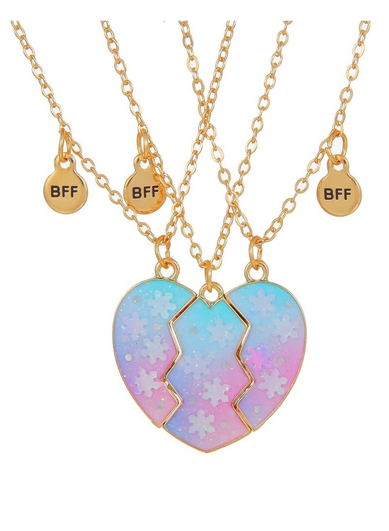 KASTWAVE Friendship Necklace, Best Friend Necklace for 3 Girls, for Valentine Heart Necklace, Sister Necklace Set Jewelry Birthday Valentine Gift for friend, Girls Daughter Birthday - Image 1